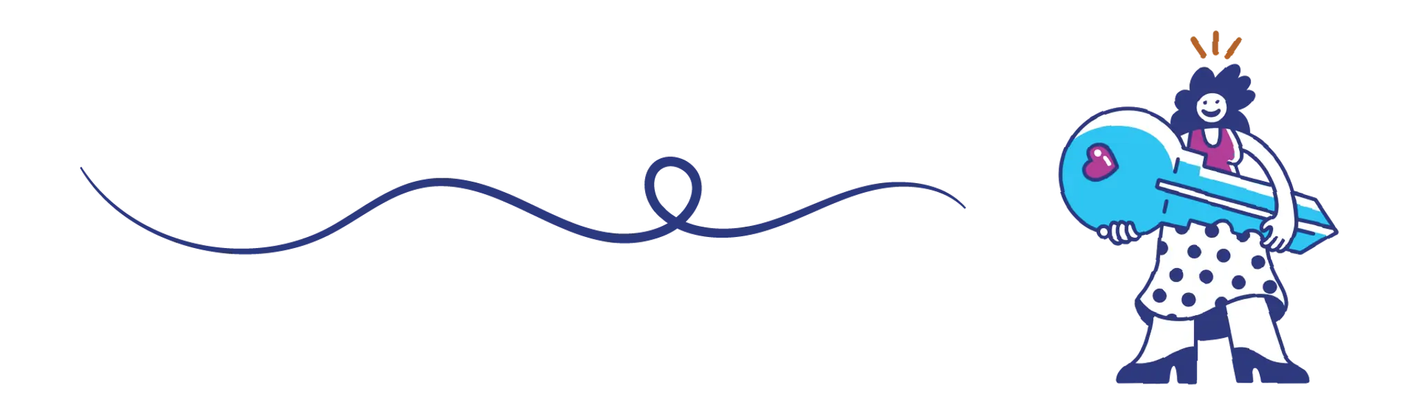 Drawing of new homebuyer at closing day with key to house