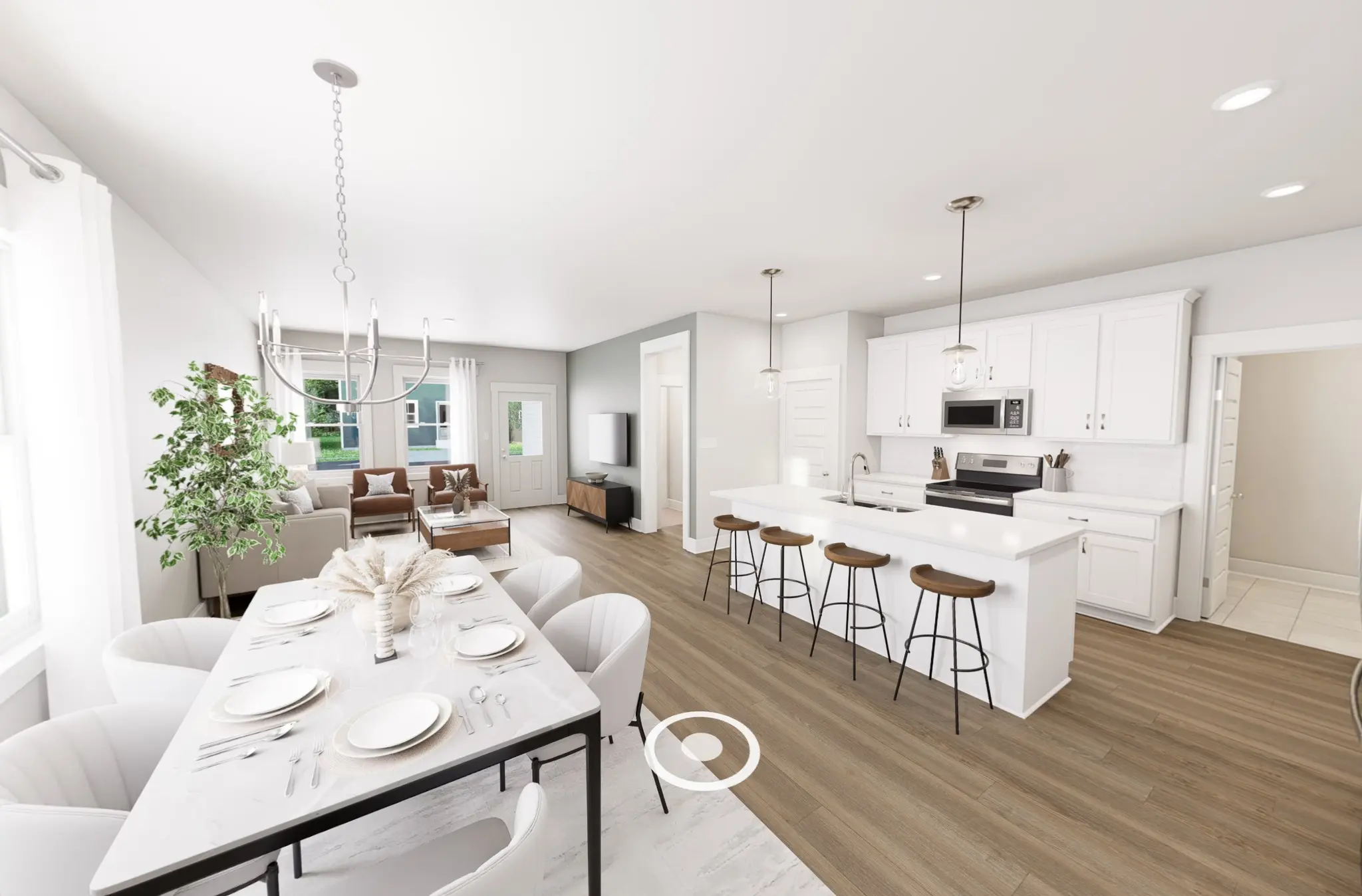 Kitchen, Dining & Living Area