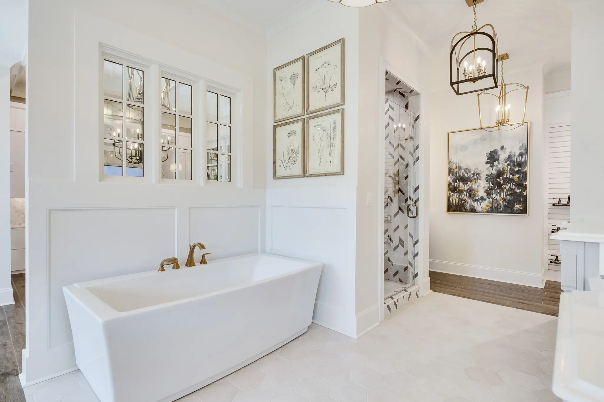 Magnolia Homes Design Center primary bathroom example with luxurious soaking tub!