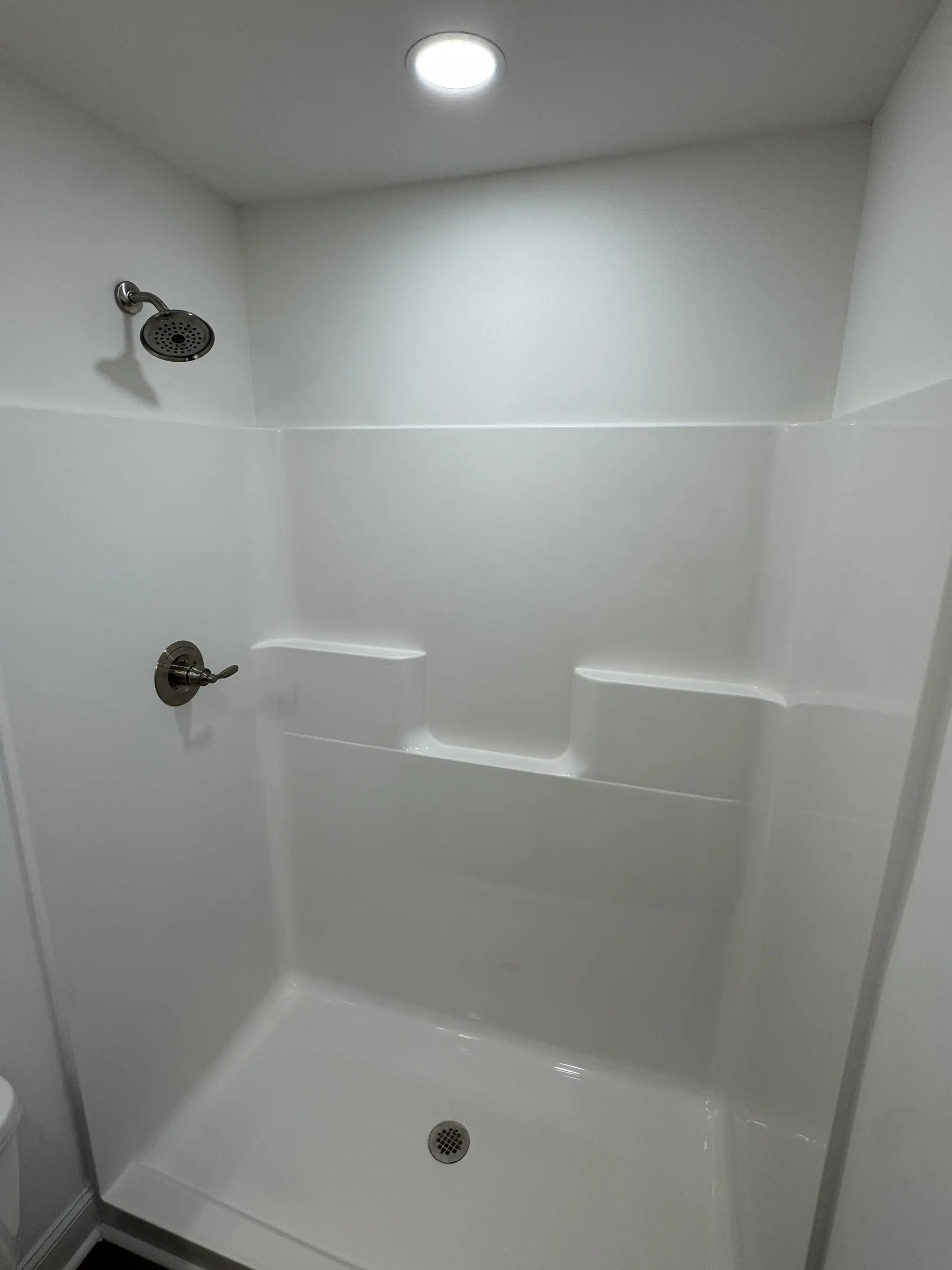 Single Piece Fiberglass Shower in Primary Bath