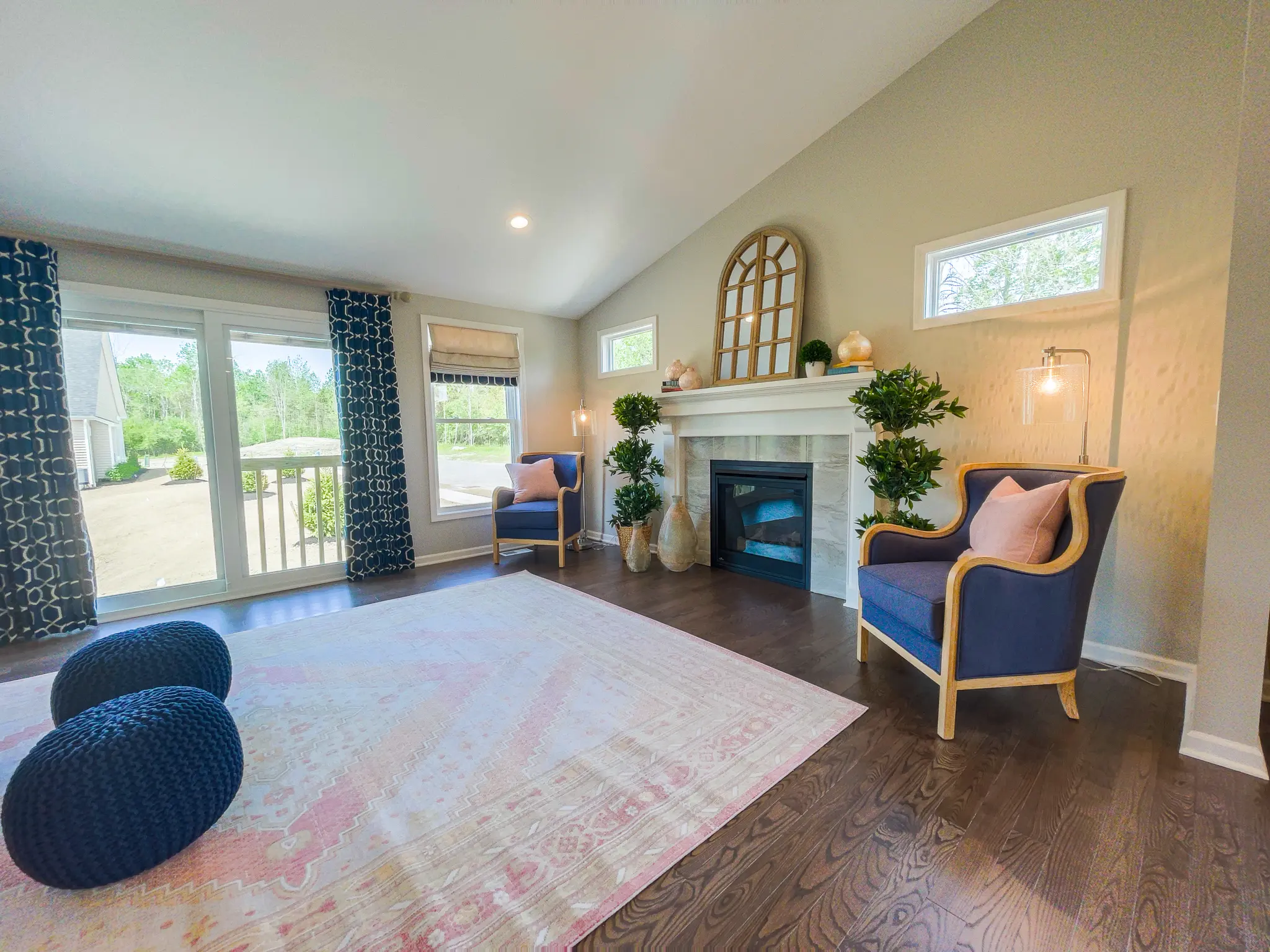 Optional fireplace available in end units